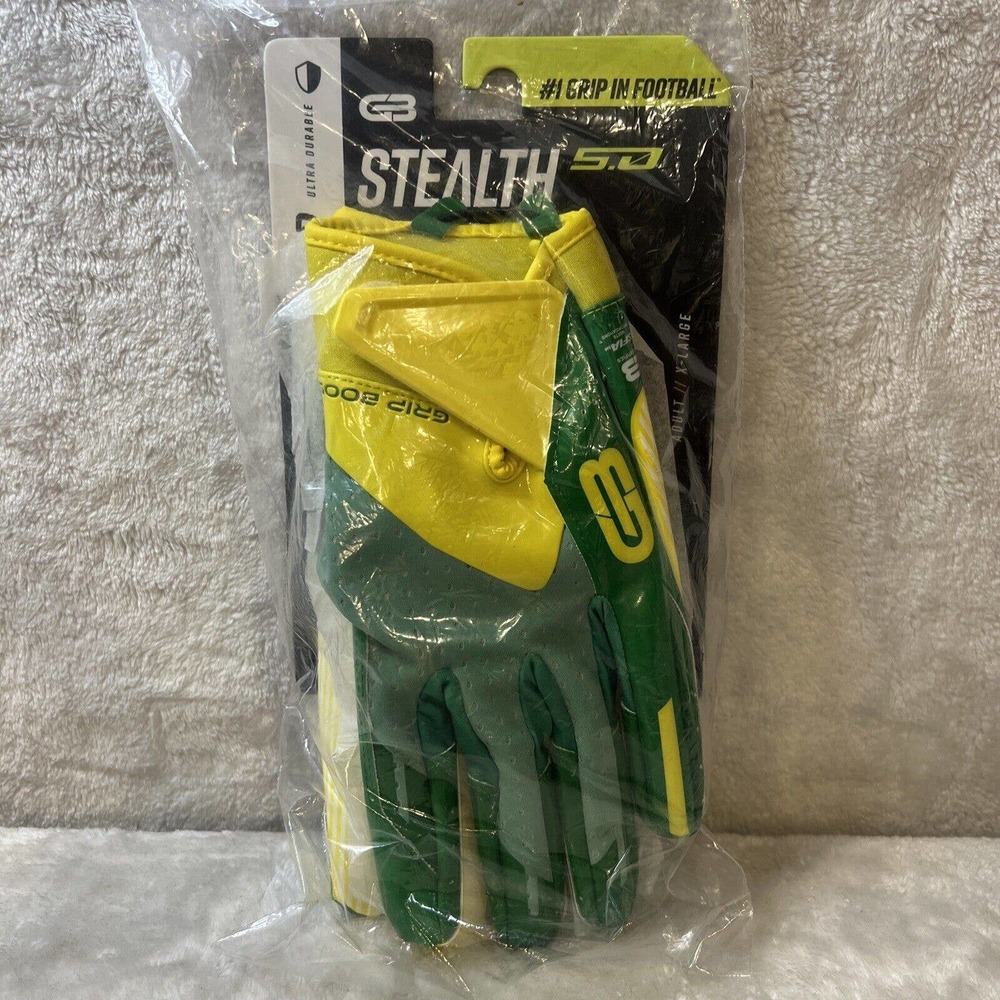 Grip Boost Vise Grip Stealth 5.0 Gloves Adult XLarge Green, Yellow, & White